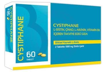 CYSTIPHANE L-SISTIN, CINKO, L-ARJININ, VIT B6 ICEREN TAKVIYE EDICI GIDA 60 tablet İlaç Görseli