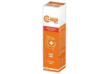 C-MUN PLUS C VITAMINI, D VITAMINI VE CINKO ICEREN EFERVESAN TABLET TAKVIYE EDICI GIDA 20 tablet İlaç Görseli