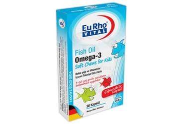 EURHO VITAL FISH OIL OMEGA 3 SOFT CHEWS FOR KIDS KAPSUL 30 kapsül İlaç Görseli