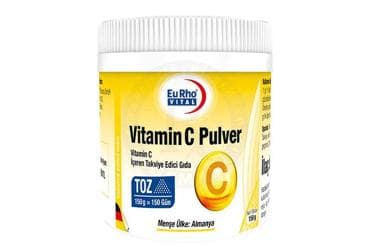 EURHO VITAL VITAMIN C PULVER VITAMIN C ICEREN TAKVIYE EDICI GIDA 150 g toz İlaç Görseli