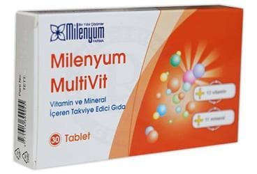 MILENYUM MULTIVIT VITAMIN VE MINERAL ICEREN TABLET 30 tablet İlaç Görseli