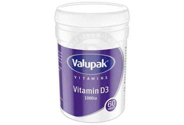 VALUPAK VITAMIN D3 ICEREN TAKVIYE EDICI GIDA TABLET 1000 IU 60 tablet İlaç Görseli