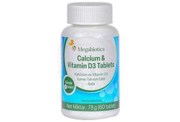 MEGABIOTICS CALCIUM & VITAMIN D3 TAKVIYE EDICI GIDA 60 tablet İlaç Görseli
