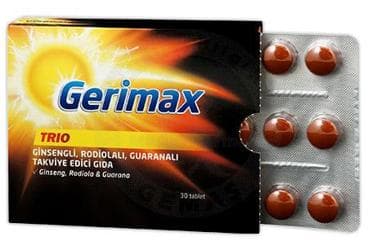 GERIMAX TRIO GINSENGLI, RODIOLALI, GUARANALI TABLET 30 tablet İlaç Görseli