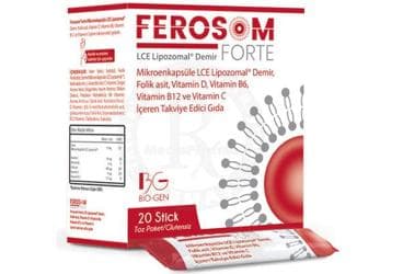FEROSOM FORTE DEMIR VE VITAMIN ICEREN STICK TAKVIYE EDICI GIDA 20 saşe İlaç Görseli