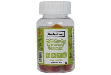 HERBALAND MULTIVITAMINS&MINERALS GUMMIES CIGNENEBILIR FORM TAKVIYE EDICI GIDA 30 çiğnenebilir jel form İlaç Görseli
