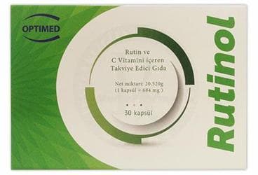RUTINOL RUTIN VE C VITAMINI ICEREN TAKVIYE EDICI GIDA 30 kapsül İlaç Görseli