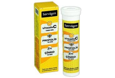 SORVAGEN VITAMIN C, PROPOLIS VE CINKO EFERVESAN TABLET TAKVIYE EDICI GIDA 20 tablet İlaç Görseli