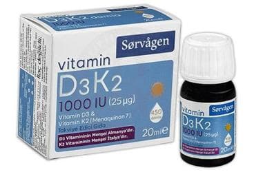 SORVAGEN D3 K2, VITAMIN D3 VE VITAMIN K2 ICEREN TAKVIYE EDICI GIDA 20 ml şişe İlaç Görseli
