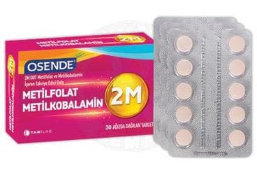 OSENDE 2M ODT METILFOLAT METILKOBALAMIN ICEREN TAKVIYE EDICI GIDA 30 tablet İlaç Görseli