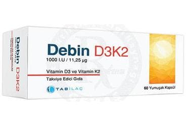 DEBIN VITAMIN D3 VE VITAMIN K2 ICEREN TAKVIYE EDICI GIDA YUMUSAK KAPSUL 60 kapsül İlaç Görseli