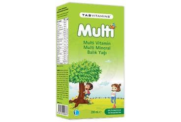 TABVITAMINS MULTI MULTIVITAMIN, MULTIMINERAL VE BALIK YAGI ICEREN SIVI TAKVIYE EDICI GIDA 200 ml şişe İlaç Görseli