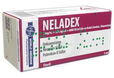 NELADEX 1 MG / ML + 3,5 MG /ML + 6000 IU /ML GÖZ VE KULAK DAMLASI, SÜSPANSİYON İlaç Görseli