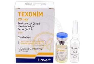 TEXONIM 20 MG ENJEKSIYONLUK COZELTI HAZIRLAMAK IÇIN TOZ VE COZUCU (1 FLAKON, 1 AMPUL) İlaç Görseli