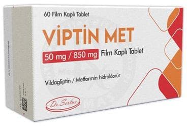 VIPTIN MET 50 MG / 850 MG FILM KAPLI TABLET (60 TABLET) İlaç Görseli