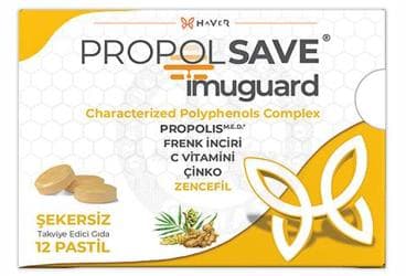 PROPOLSAVE IMUGUARD PROPOLIS, C VITAMINI VE CINKO ICEREN PASTIL TAKVIYE EDICI GIDA 12 pastil İlaç Görseli