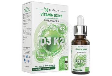 HAVER D3K2 SPREY VITAMIN D3, VITAMIN K2 (MENAKUINON 7) ICEREN SIVI TAKVIYE EDICI GIDA 20 ml şişe İlaç Görseli