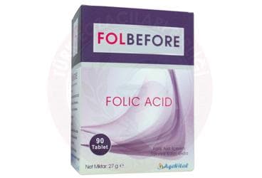 FOLBEFORE FOLIC ACID TABLET FOLIK ASIT ICEREN TAKVIYE EDICI GIDA 90 tablet İlaç Görseli