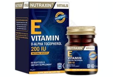 NUTRAXIN E VITAMIN D-ALPHA TOCOPHEROL YUMUSAK KAPSUL 200 IU 60 kapsül İlaç Görseli
