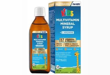 NUTRAXIN KIDS MULTIVITAMIN VE MINERAL ICEREN SIVI TAKVIYE EDICI GIDA 150 ml şişe İlaç Görseli