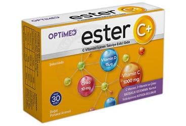 OPTIMED ESTER C VITAMINI, CINKO, VITAMIN D ICEREN PORTAKAL AROMALI TAKVIYE EDICI GIDA 1000 mg 30 saşe İlaç Görseli