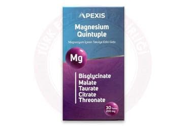 APEXIS MAGNESIUM QUINTUPLE MAGNEZYUM ICEREN TAKVIYE EDICI GIDA TABLET 30 tablet İlaç Görseli