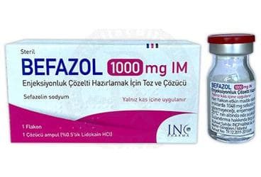 BEFAZOL 1000 MG IM ENJEKSIYONLUK COZELTI HAZIRLAMAK ICIN TOZ VE COZUCU İlaç Görseli