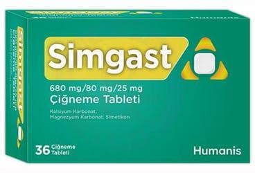 SIMGAST 680 MG/80 MG/25 MG CIGNEME TABLETI (36 ADET İlaç Görseli