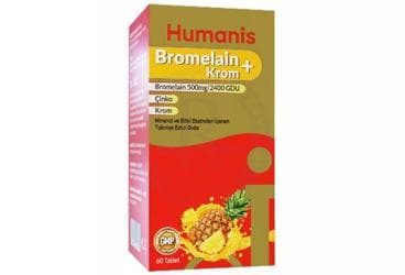 HUMANIS BROMELAIN + KROM MINERAL VE BITKI EKSTRELERI ICEREN TAKVIYE EDICI GIDA TABLET 60 tablet İlaç Görseli