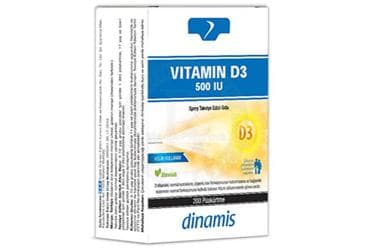 DINAMIS VITAMIN D3 TAKVIYE EDICI GIDA 500 IU 200 doz İlaç Görseli