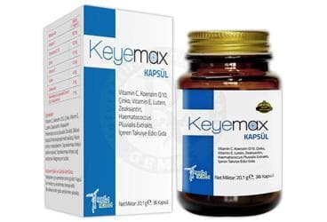KEYEMAX VITAMIN C, KOENZIM Q10, CINKO, VITAMIN E, LUTEIN, ZEAKSANTIN, HAEMATOCOCCUS PLUVIALIS EXTRAKTI ICEREN KAPSUL 36 kapsül İlaç Görseli