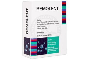 REMOLENT BIOTIN, CUCE PALMIYE EKSTRESI VE BAL KABAGI CEKIRDEGI EKSTRESI ICEREN KAPSUL 30 kapsül İlaç Görseli