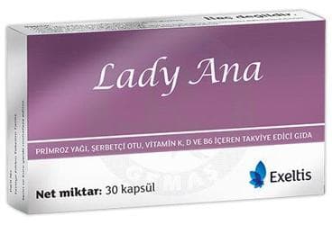 LADY ANA PRIMROZ YAGI, SERBETCI OTU, VITAMIN K, D VE B6 ICEREN TAKVIYE EDICI GIDA 30 kapsül İlaç Görseli