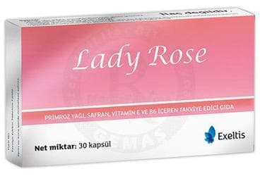 LADY ROSE PRIMROZ YAGI, SAFRAN, VITAMIN E VE B6 ICEREN TAKVIYE EDICI GIDA 30 kapsül İlaç Görseli