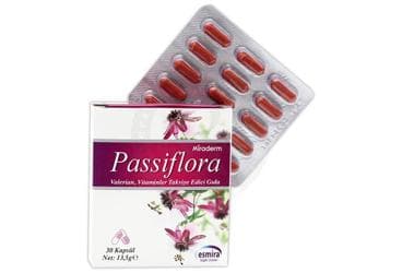 MIRADERM PASSIFLORA VALERIAN, VITAMINLER TAKVIYE EDICI GIDA 30 kapsül İlaç Görseli