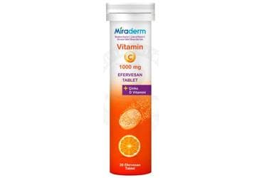 MIRADERM VITAMIN C, CINKO, D VITAMINI ICEREN TAKVIYE EDICI GIDA 20 tablet İlaç Görseli