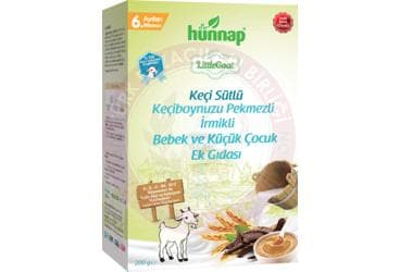 HUNNAP KECI SUTLU KECIBOYNUZU PEKMEZLI IRMIKLI BEBEK VE COCUK EK GIDASI 200 ml toz İlaç Görseli