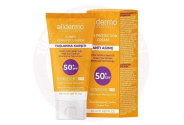 ALLDERMO YASLANMA KARSITI GUNES KORUYUCU KREM SPF50+ 50 ml tüp İlaç Görseli