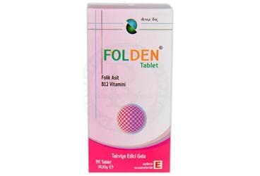 FOLDEN TABLET FOLIK ASIT VE B12 VITAMINI ICEREN TAKVIYE EDICI GIDA 90 tablet İlaç Görseli