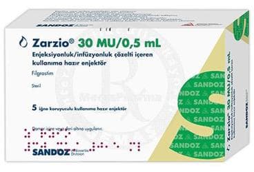 ZARZIO 30 MU/0.5 ML ENJEKSIYONLUK/INFUZYONLUK COZELTI ICEREN KULLANIMA HAZIR ENJEKTOR (5 ENJEKTOR) İlaç Görseli
