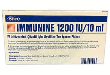 IMMUNINE 1200 IU/10 ML IV INFUZYONLUK COZELTI ICIN LIYOFILIZE TOZ İlaç Görseli