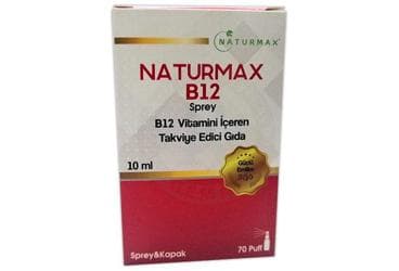 NATURMAX B12 SPREY B12 VITAMINI ICEREN TAKVIYE EDICI GIDA 10 ml şişe İlaç Görseli