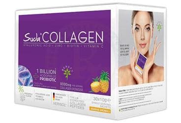 SUDA COLLAGEN HYALURONIC ACID, ZINC, BIOTIN, VITAMIN C ICEREN ANANAS AROMALI TAKVIYE EDICI GIDA 30 saşe İlaç Görseli