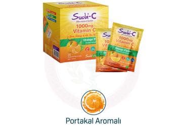 SUDA-C VITAMIN C, CINKO VE VITAMIN D3 ICEREN PORTAKAL AROMALI SASE 20 saşe İlaç Görseli