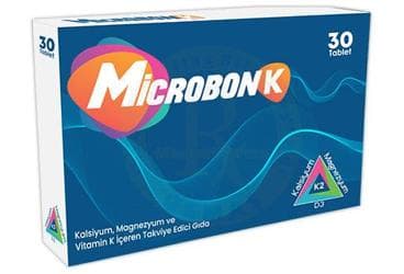 MICROBON-K KALSIYUM, MAGNEZYUM VE VITAMIN K ICEREN TAKVIYE EDICI GIDA 30 tablet İlaç Görseli