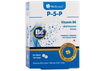 MEDICAGO P5P (P-5-P) VITAMIN B6 ICEREN TAKVIYE EDICI GIDA 10 mg 120 kapsül/tablet İlaç Görseli