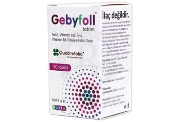 GEBYFOLL FOLAT, VITAMIN B12, IYOT, VITAMIN B6 ICEREN TABLET 90 tablet İlaç Görseli
