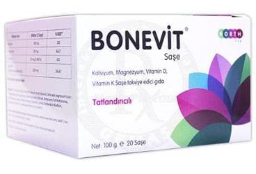 BONEVIT KALSIYUM, MAGNEZYUM, VITAMIN D, VITAMIN K SASE 20 saşe İlaç Görseli