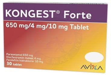 KONGEST FORTE 650 MG/4 MG/10 MG TABLET (30 ADET) İlaç Görseli
