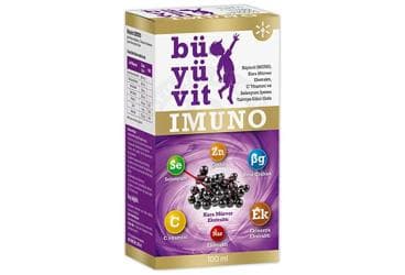 BUYUVIT IMUNO KARA MURVER EKSTRAKTI, C VITAMINI VE SELENYUM ICEREN TAKVIYE EDICI GIDA 100 ml şişe İlaç Görseli